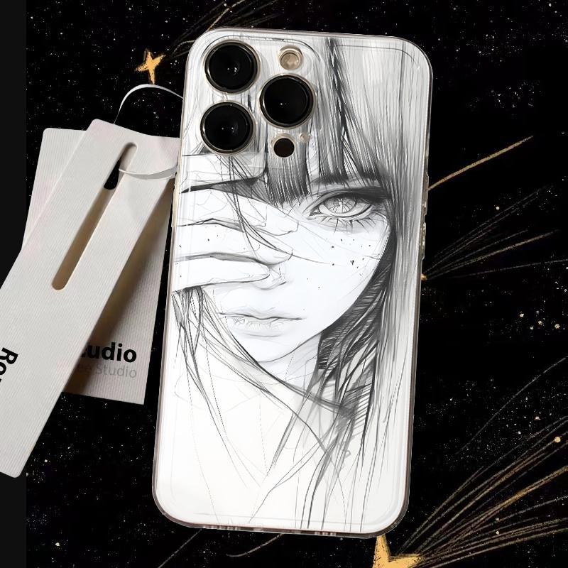 Coque Transparente “Sketch Girl” – Protection Élégante & Design Artistique Unique - Shopbyshopima